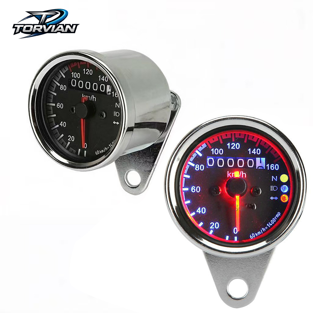 Analog Meter Gauge - Torvian Dual-LED-Motorrad-Tachometer, Kilometerzähler, 160 km/h, Retro-Analogmesser,