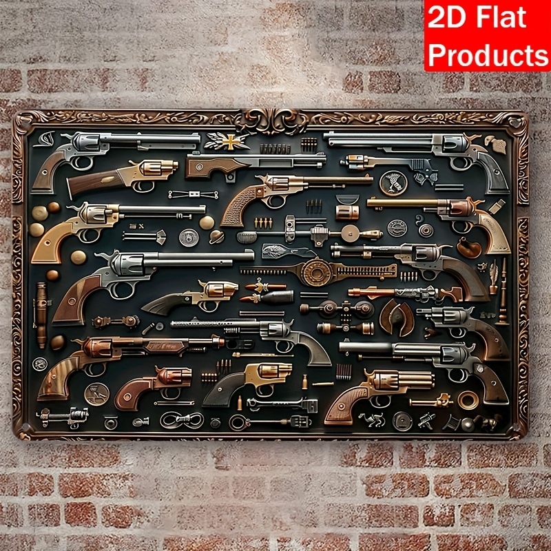 Vintage Collectible Guns - [Dekorative Metallplakette] Vintage-Gewehrsammlung Metall-Aluminium-Dekorationsplakette und Ornamente,