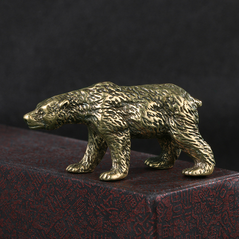 Vintage Collectible Bears - 1 Stück Vintage Massivmessing Bären-Skulptur Antike