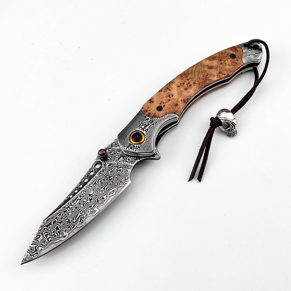 Vintage Collectible Pocket Knives - Hochhärte-Damastmuster-Klappmesser, Vintage-Dekoratives Sammlerstück-Taschenmesser für Geschenke, Sammlungen