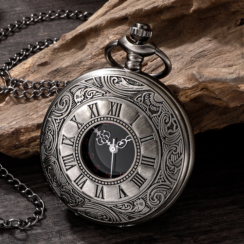 Vintage Collectible Guns - Gun-Black Vintage Halb-Hohle Römische Ziffern Taschenuhr