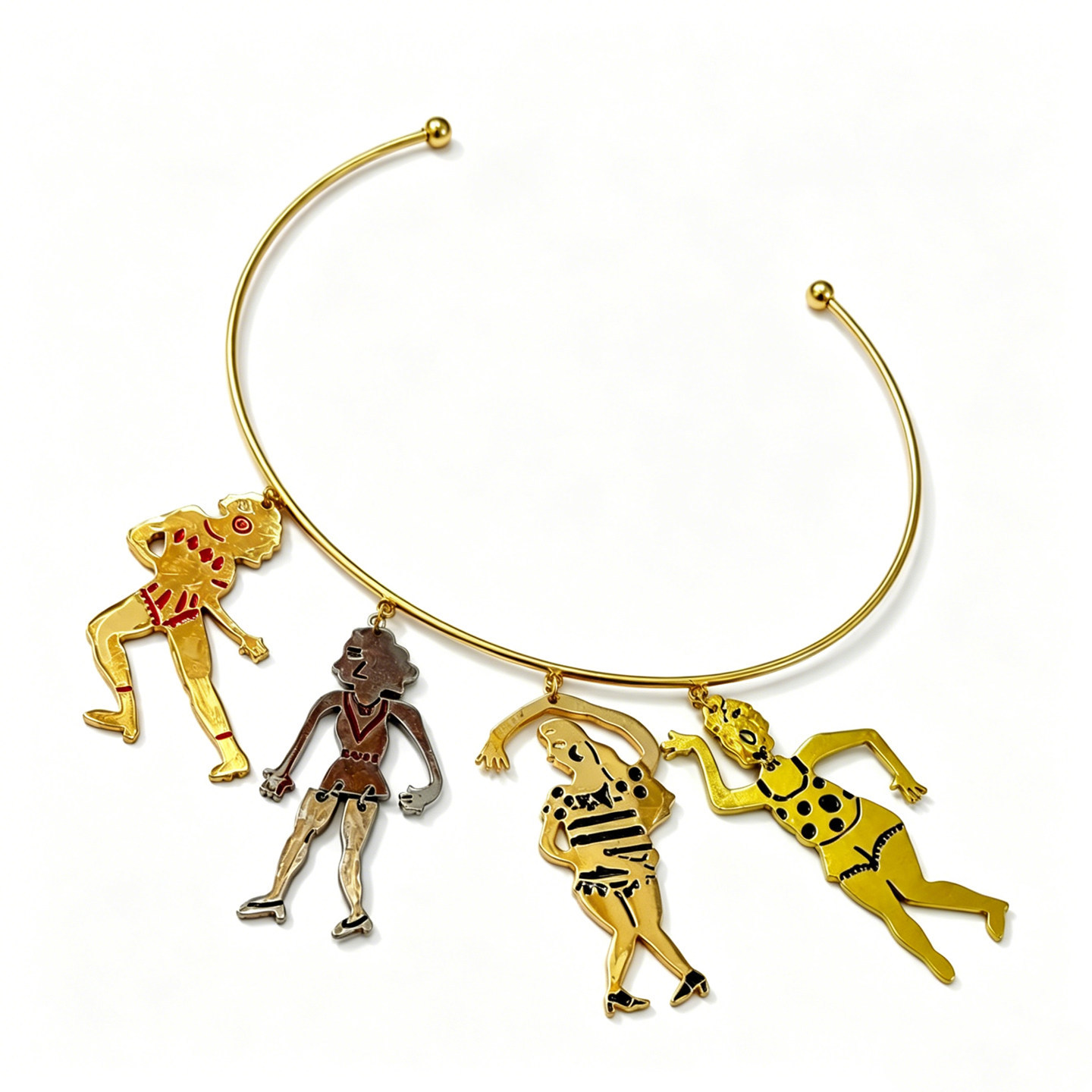 Vintage Collectible Figures - Vintage Flapper Lady Figuren-Anhänger Choker-Halskette für