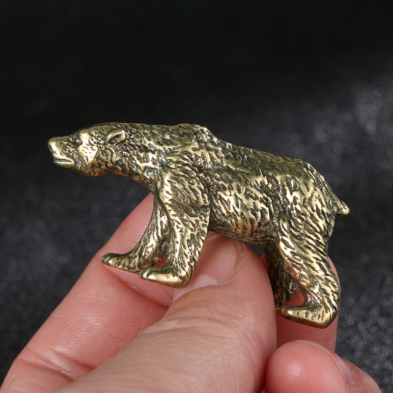 Vintage Collectible Bears - Vintage Chinesische Massivmessing-Bärenstatue, Antike Mini-Bärenfigur, Orientalisches
