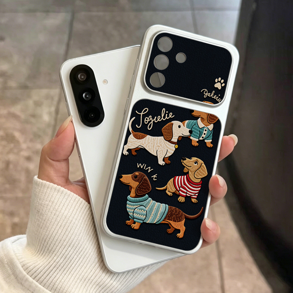 Camera Leather Case - Cartoon-Welpen-Leder-Handyhülle für Samsung A57 A56 5G