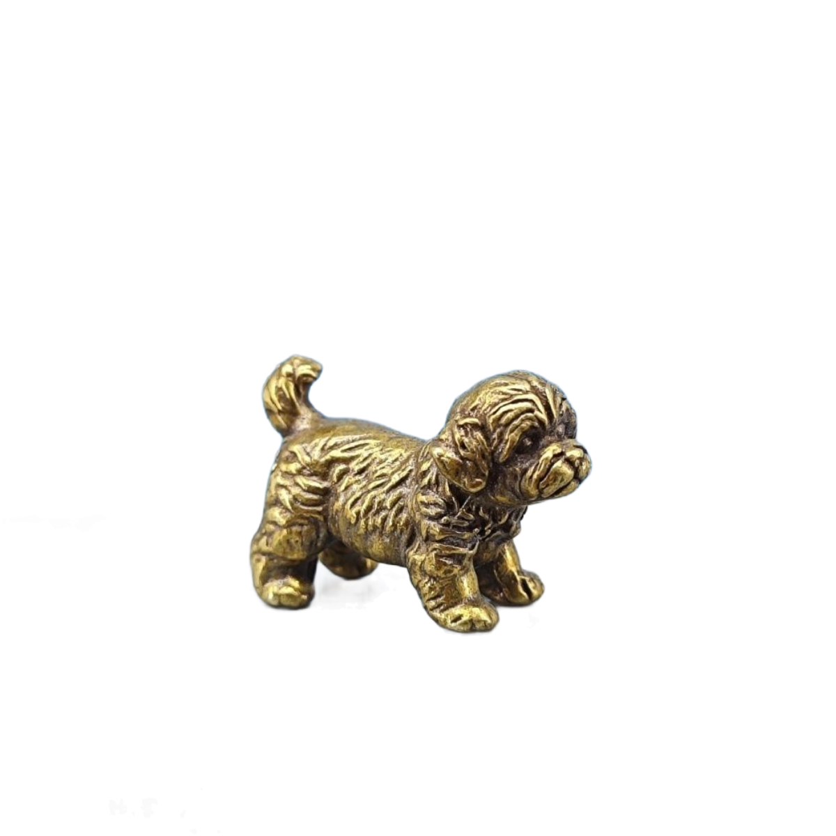 Vintage Collectible Bears - Mini-Messing-Hundestatue Französische Bulldogge Teddybär Shar Pei