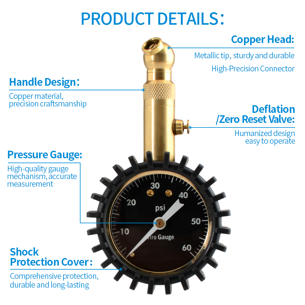 0-60 PSI Reifendruckmesser mit – Analog Meter Gauge Bewertung und Preis